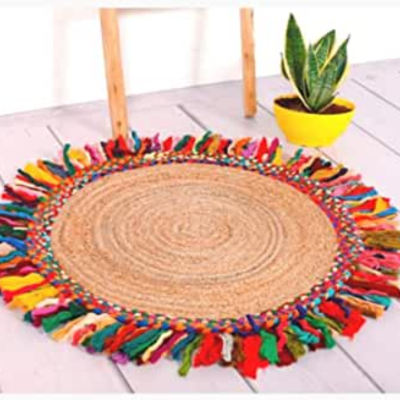 Jute And Chindi Round Carpet